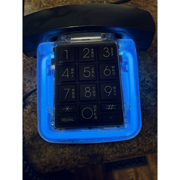 Vintage CONAIR SW550 Designer Blue Neon Clear Telephone Land Line Black Phone - Picture 2 of 9